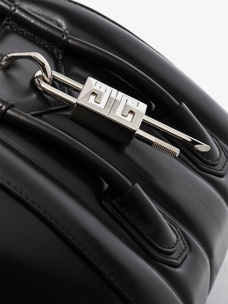 Black Antigona Lock Mini Leather Tote Bag