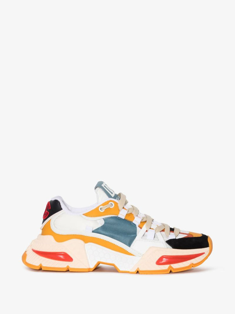 Orange and White Air Master Low-top Leather Sneakers