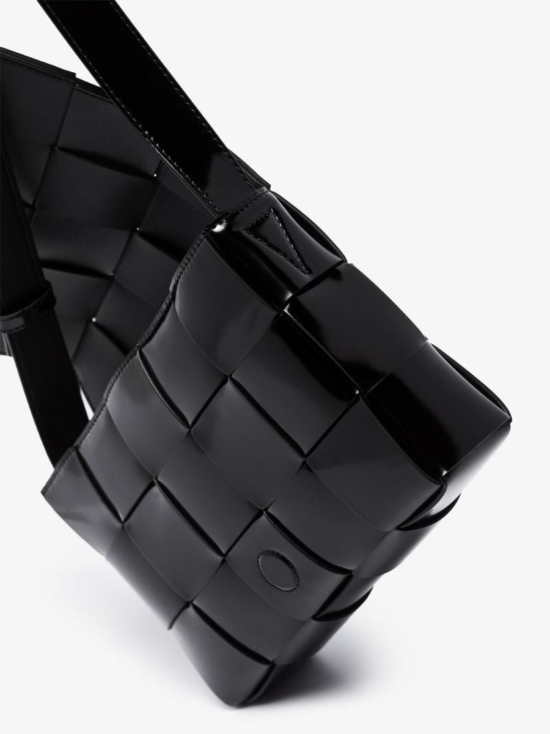 Black Cassette Patent Leather Shoulder Bag