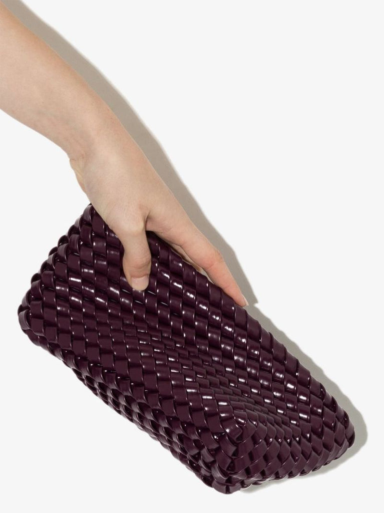 Purple Structure Small Leather Clutch Bag