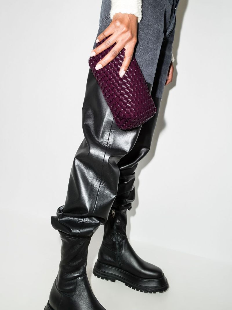 Purple Structure Small Leather Clutch Bag