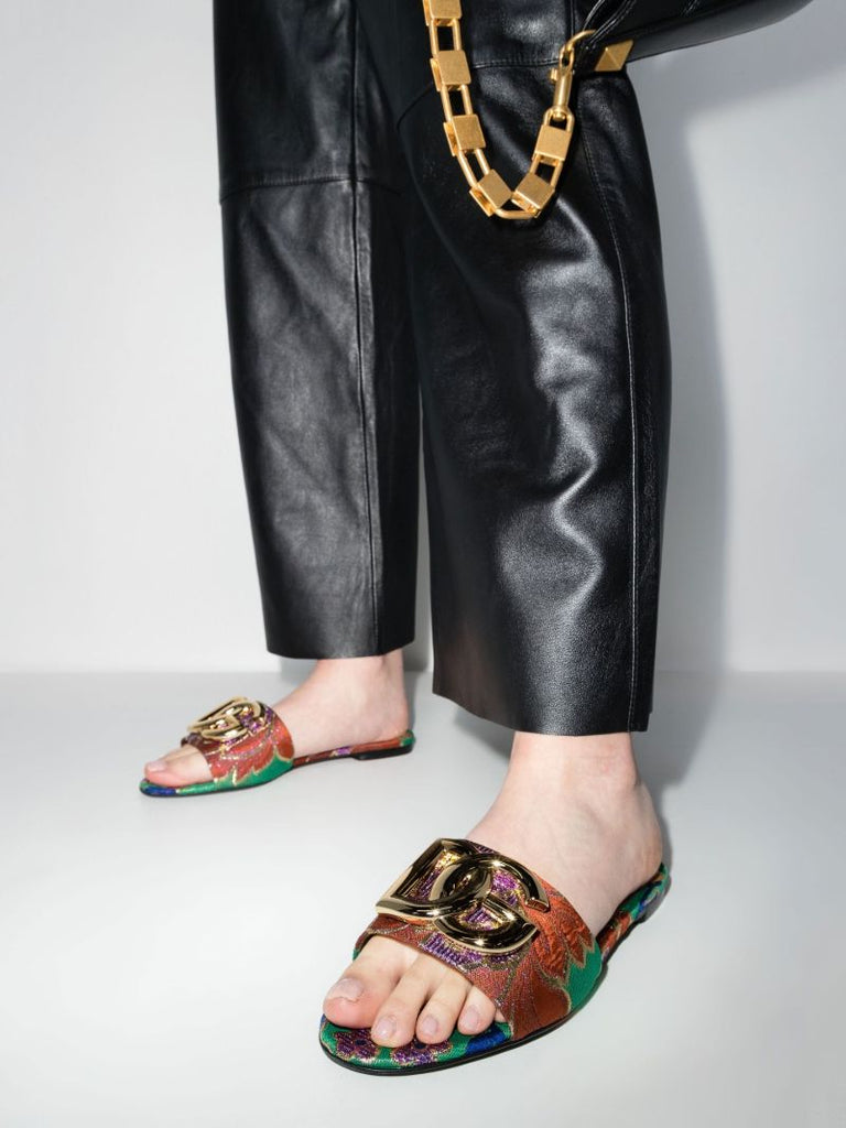 Multicoloured Floral Brocade Sandals