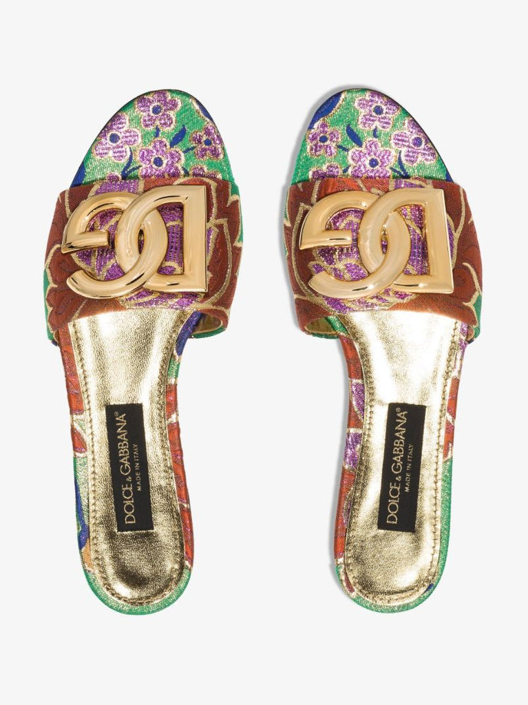 Multicoloured Floral Brocade Sandals