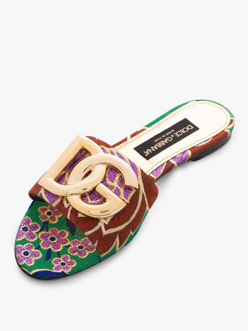 Multicoloured Floral Brocade Sandals