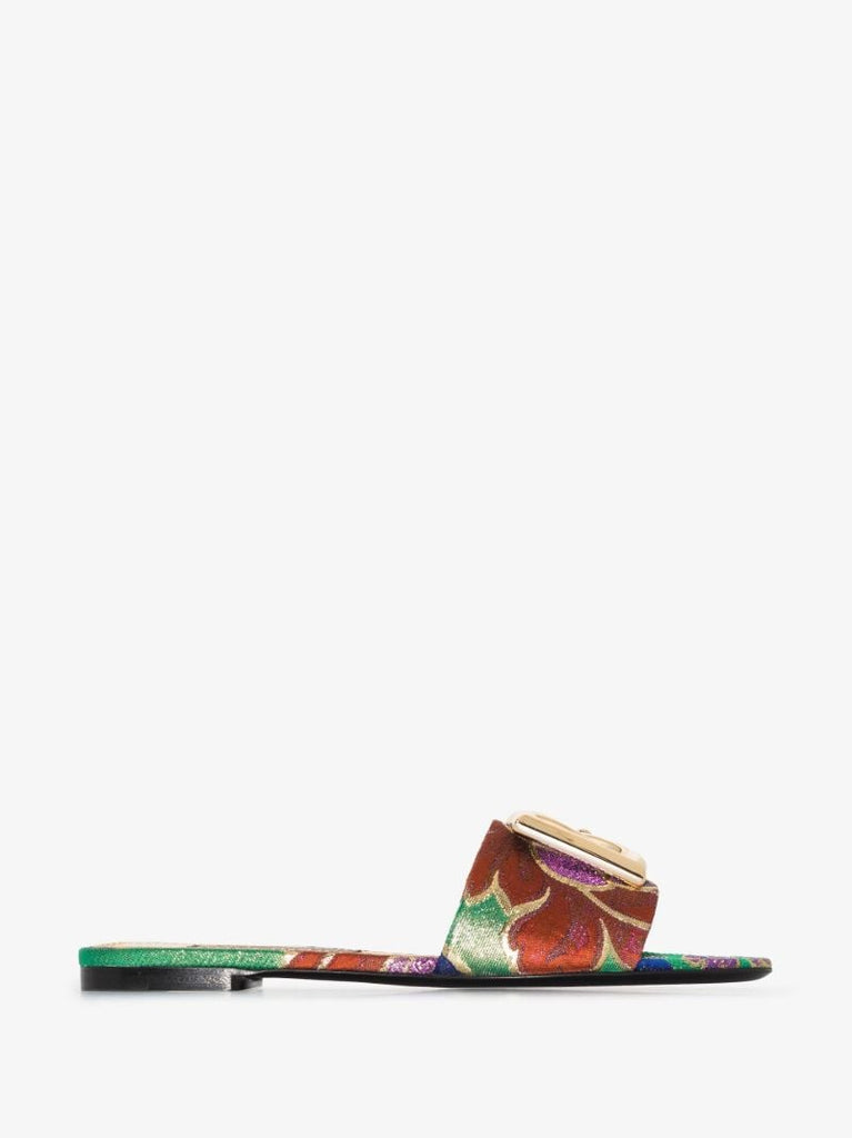 Multicoloured Floral Brocade Sandals