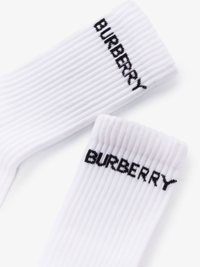 White Logo Intarsia Socks