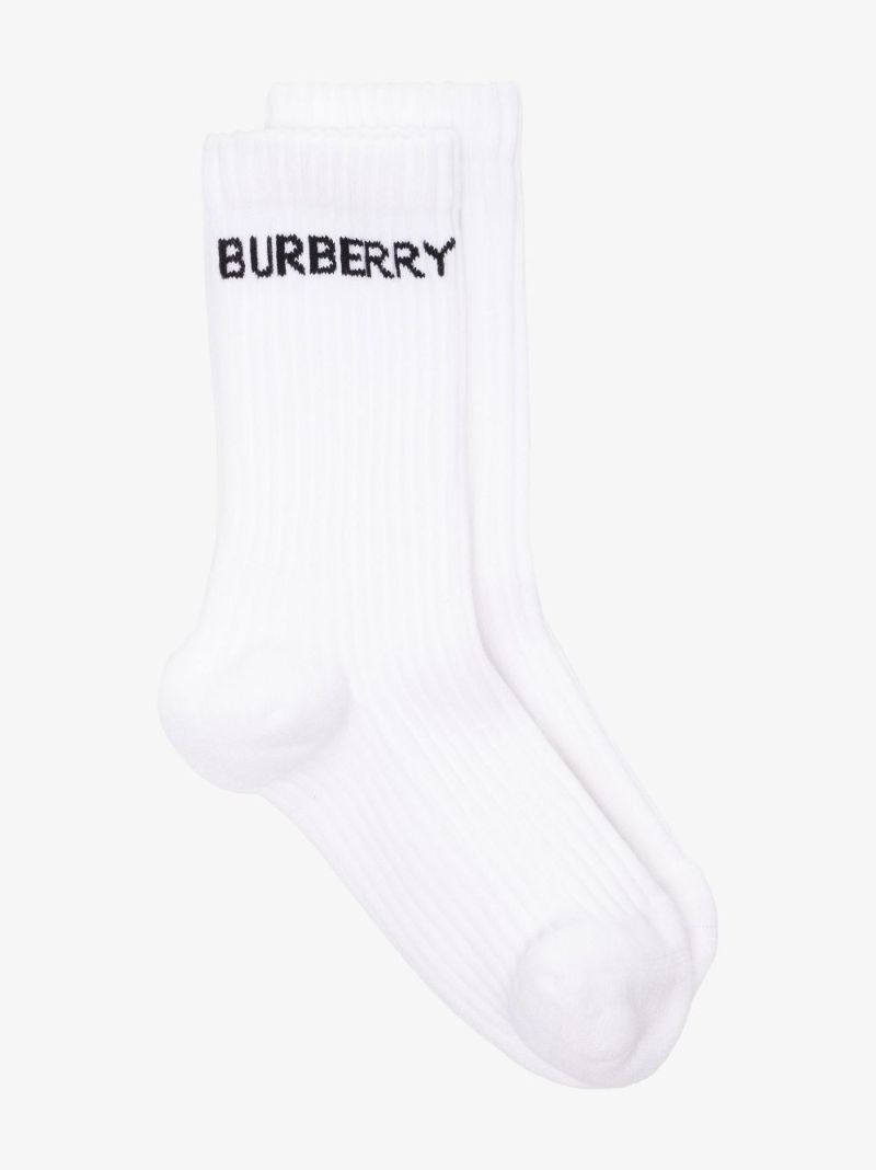 White Logo Intarsia Socks