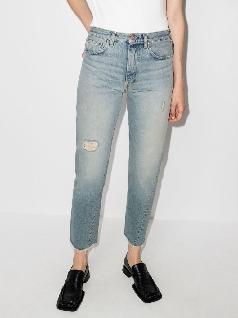 Blue Twisted Seam Cropped Jeans