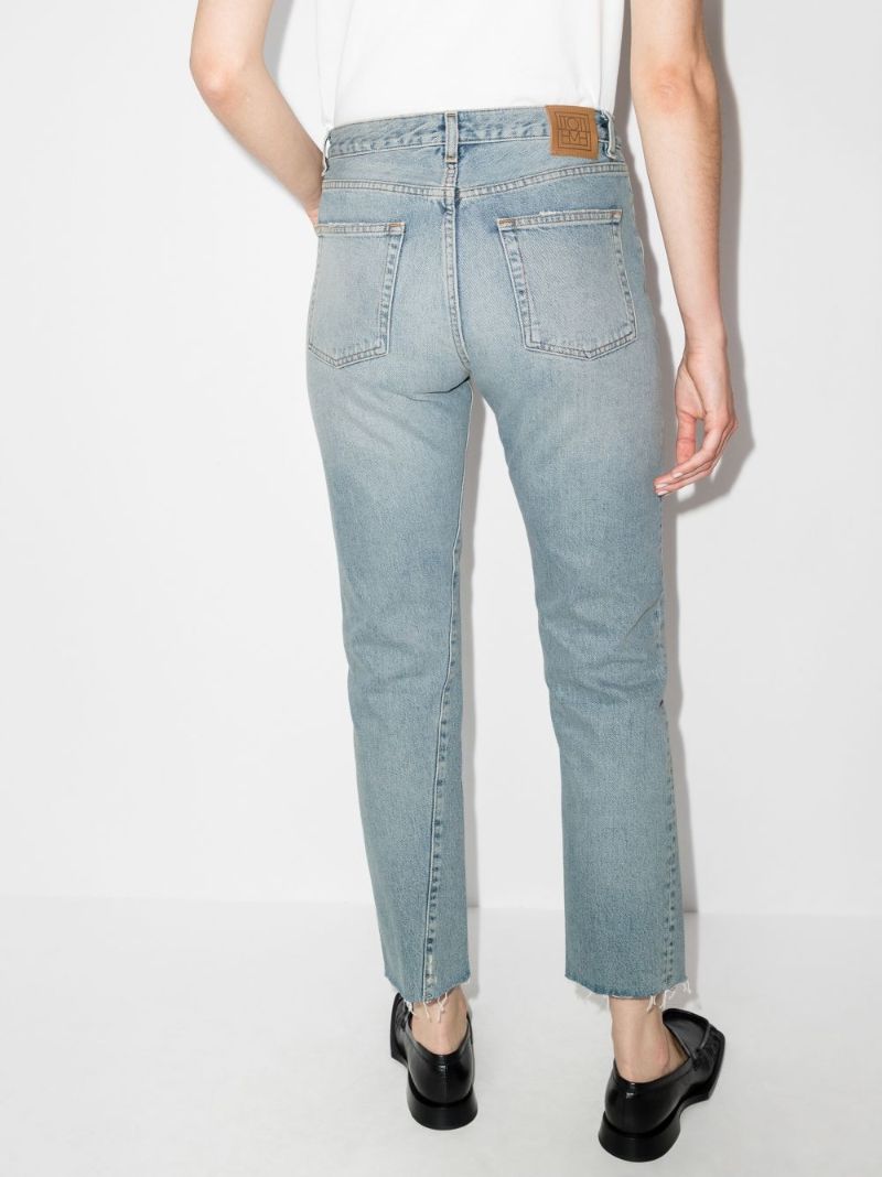 Blue Twisted Seam Cropped Jeans