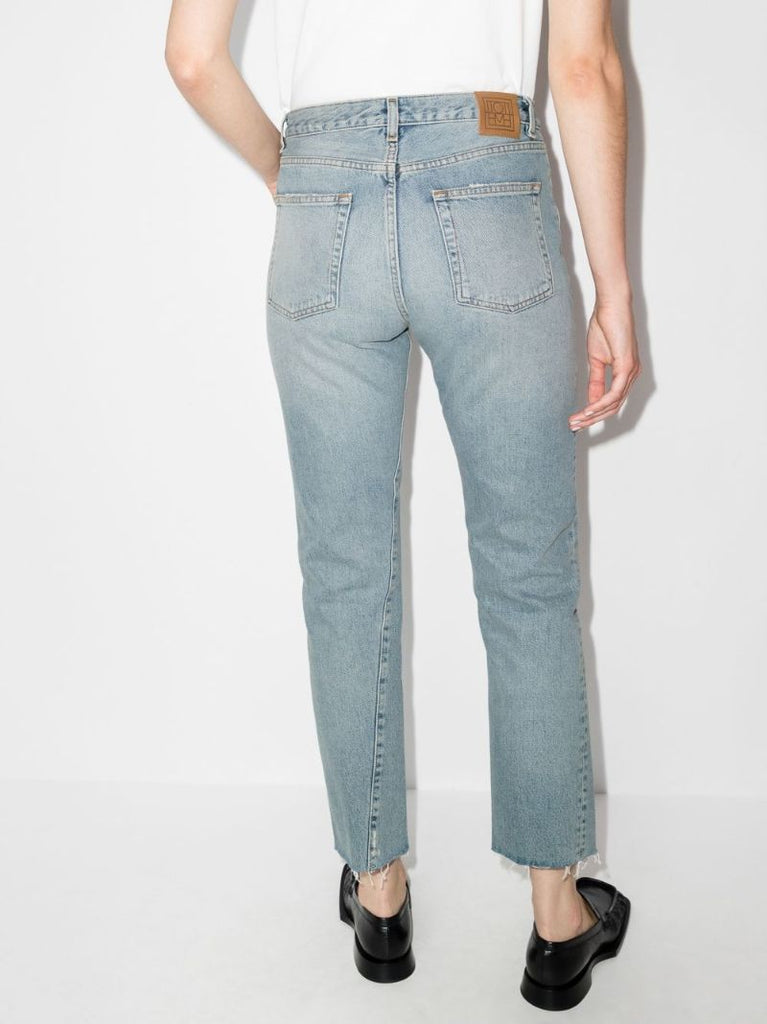Blue Twisted Seam Cropped Jeans