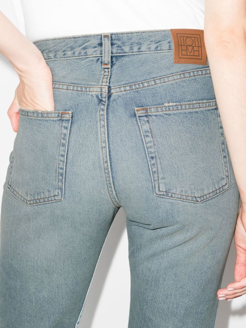 Blue Twisted Seam Cropped Jeans