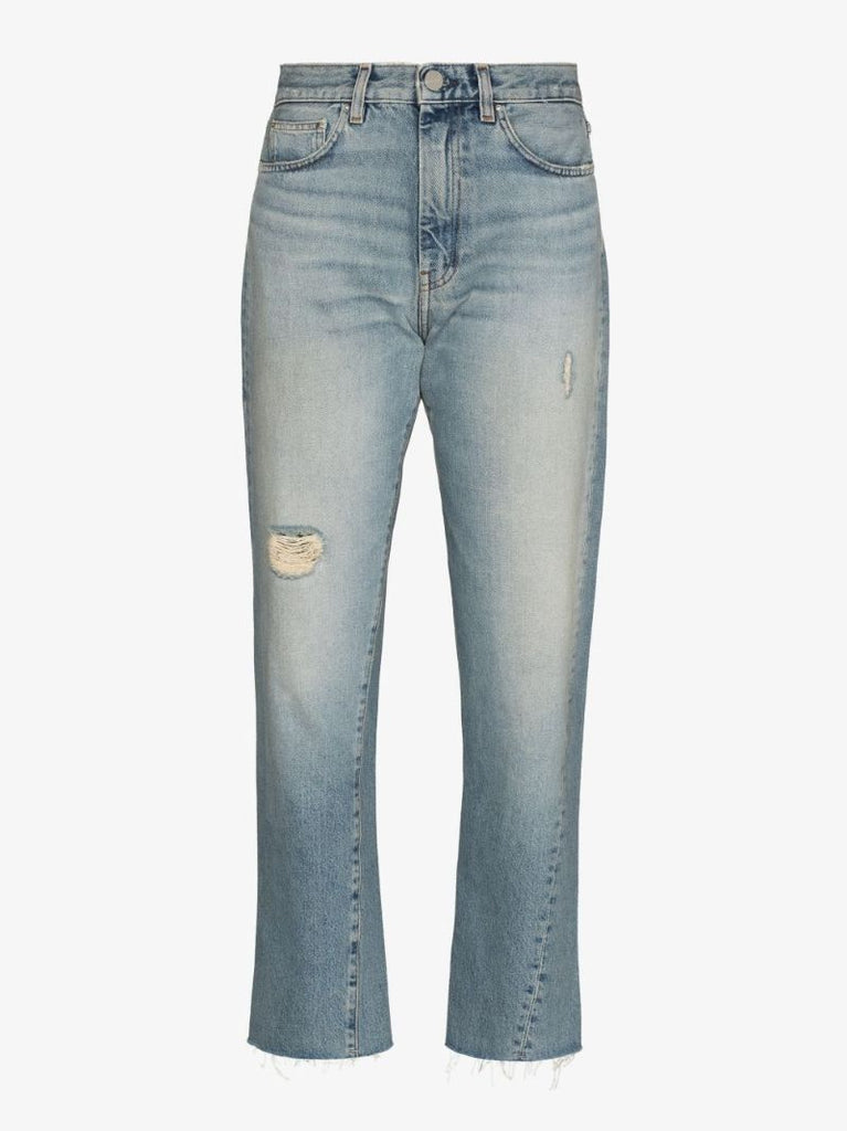 Blue Twisted Seam Cropped Jeans