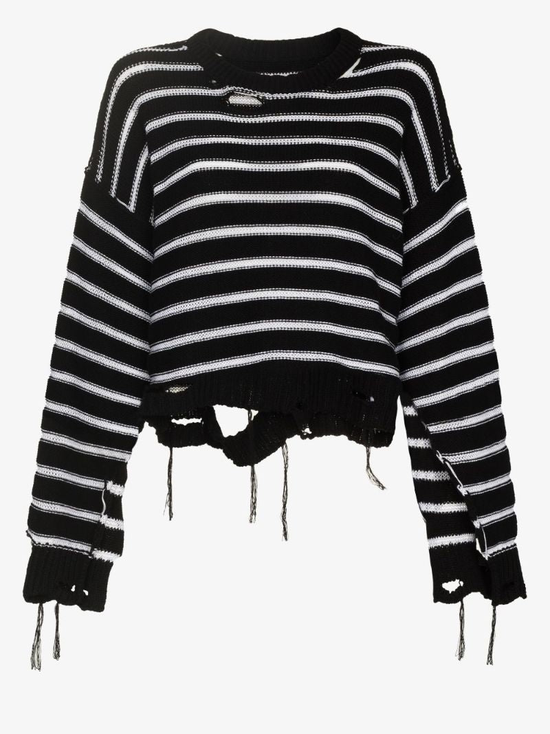 Distressed Striped Sweater