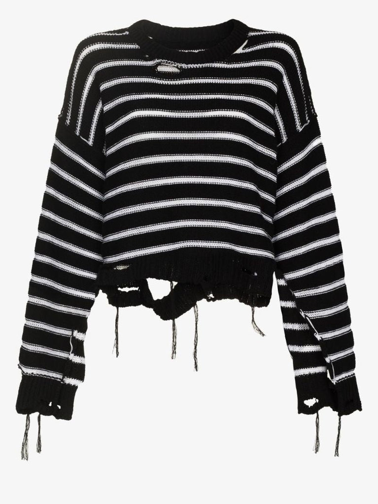 Distressed Striped Sweater