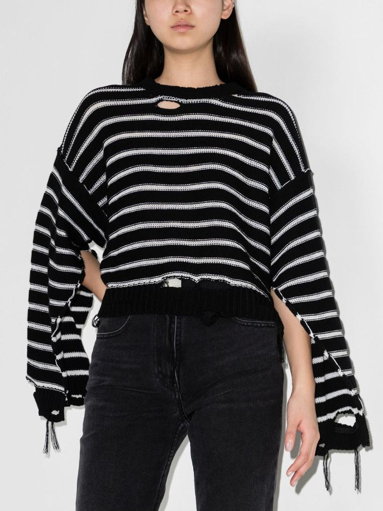 Distressed Striped Sweater