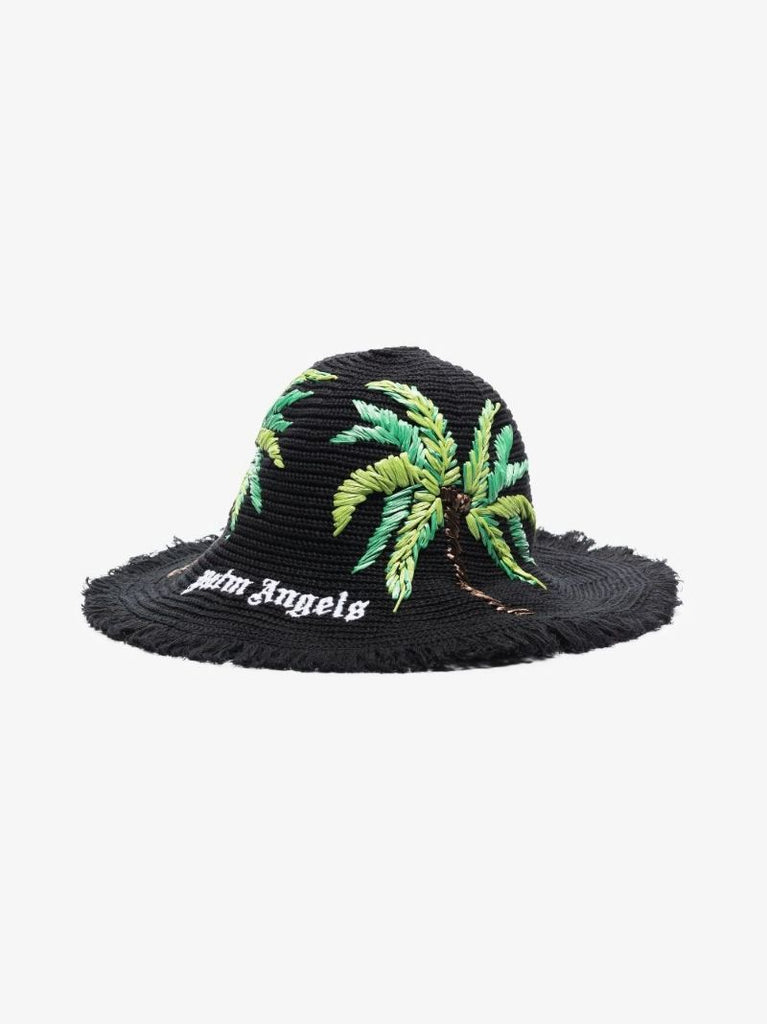 Black Palms Logo Raffia Hat