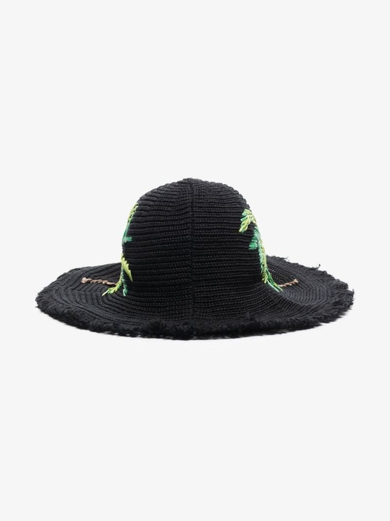 Black Palms Logo Raffia Hat
