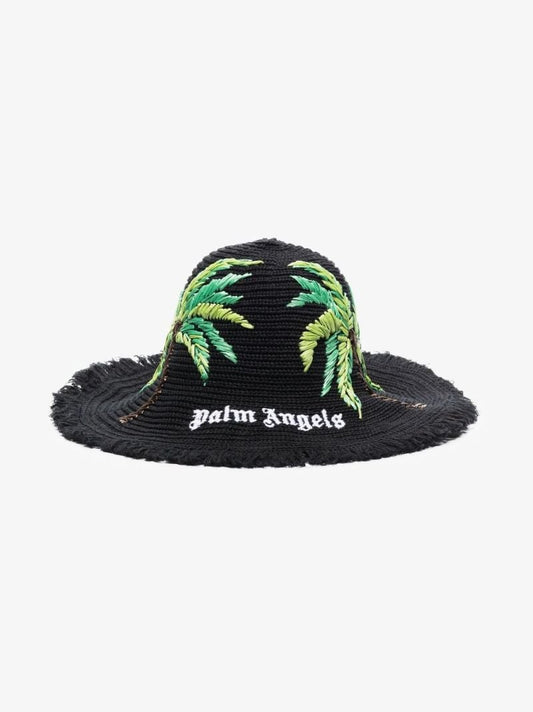 Black Palms Logo Raffia Hat