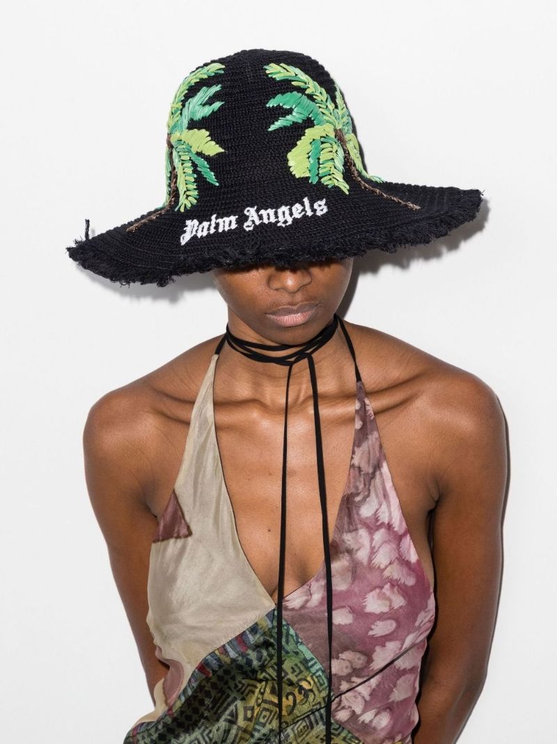 Black Palms Logo Raffia Hat