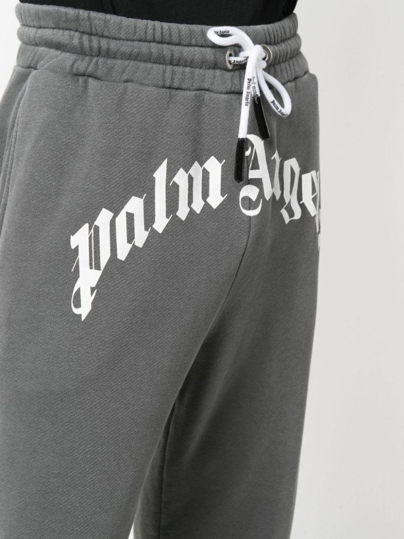 Grey Curved Logo Cotton Track Pants