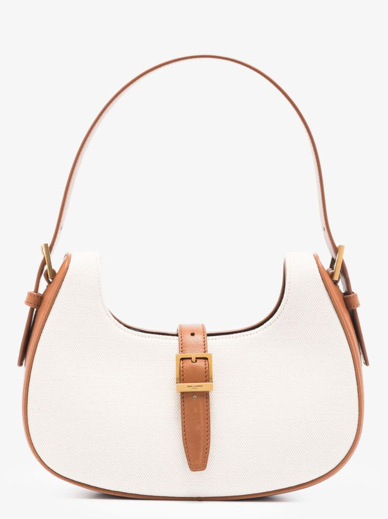 Neutral Le Fermoir Canvas Shoulder Bag