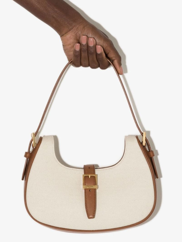 Neutral Le Fermoir Canvas Shoulder Bag