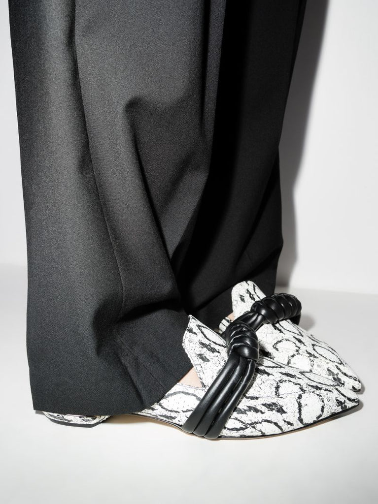 White Beya Snake Print Leather Loafers