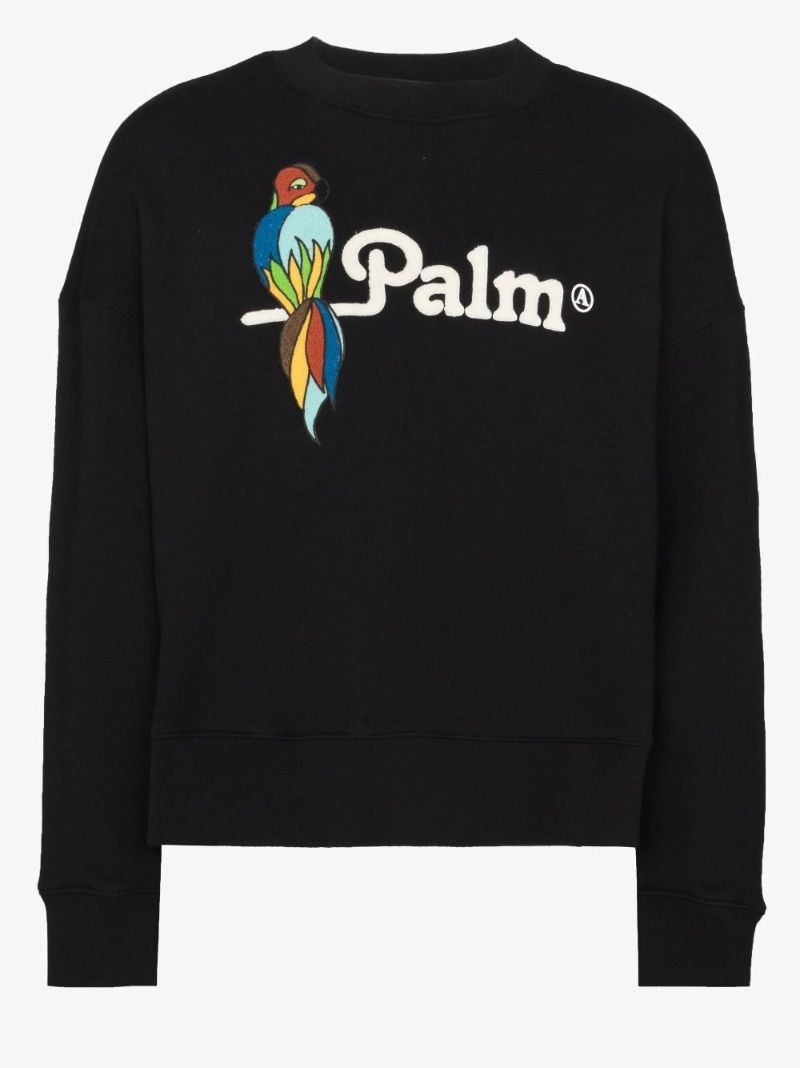 Black Parrot Logo Embroidered Cotton Sweatshirt