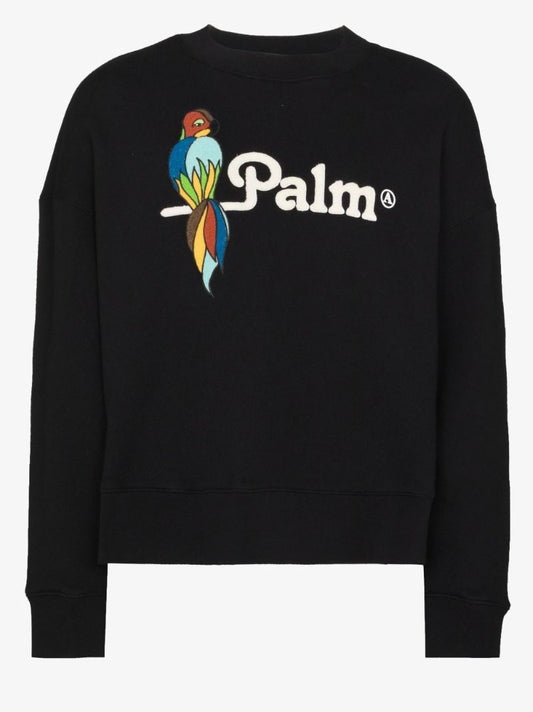 Black Parrot Logo Embroidered Cotton Sweatshirt