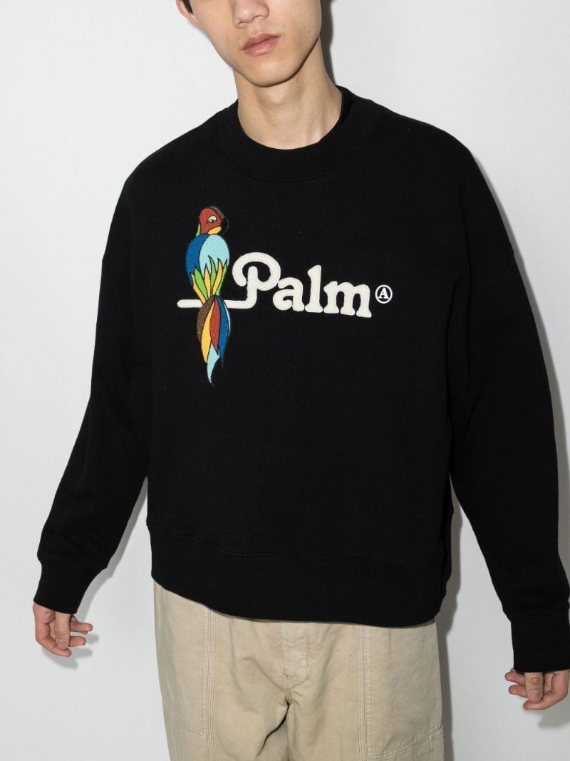 Black Parrot Logo Embroidered Cotton Sweatshirt