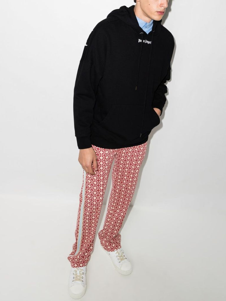 Black Logo Print Cotton Hoodie