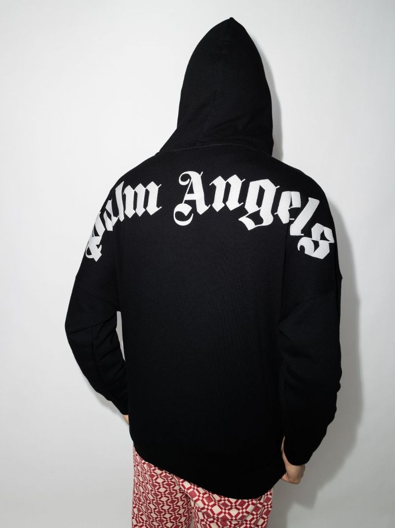 Black Logo Print Cotton Hoodie