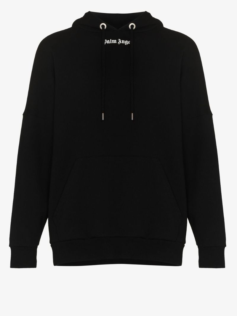 Black Logo Print Cotton Hoodie
