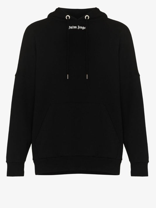 Black Logo Print Cotton Hoodie