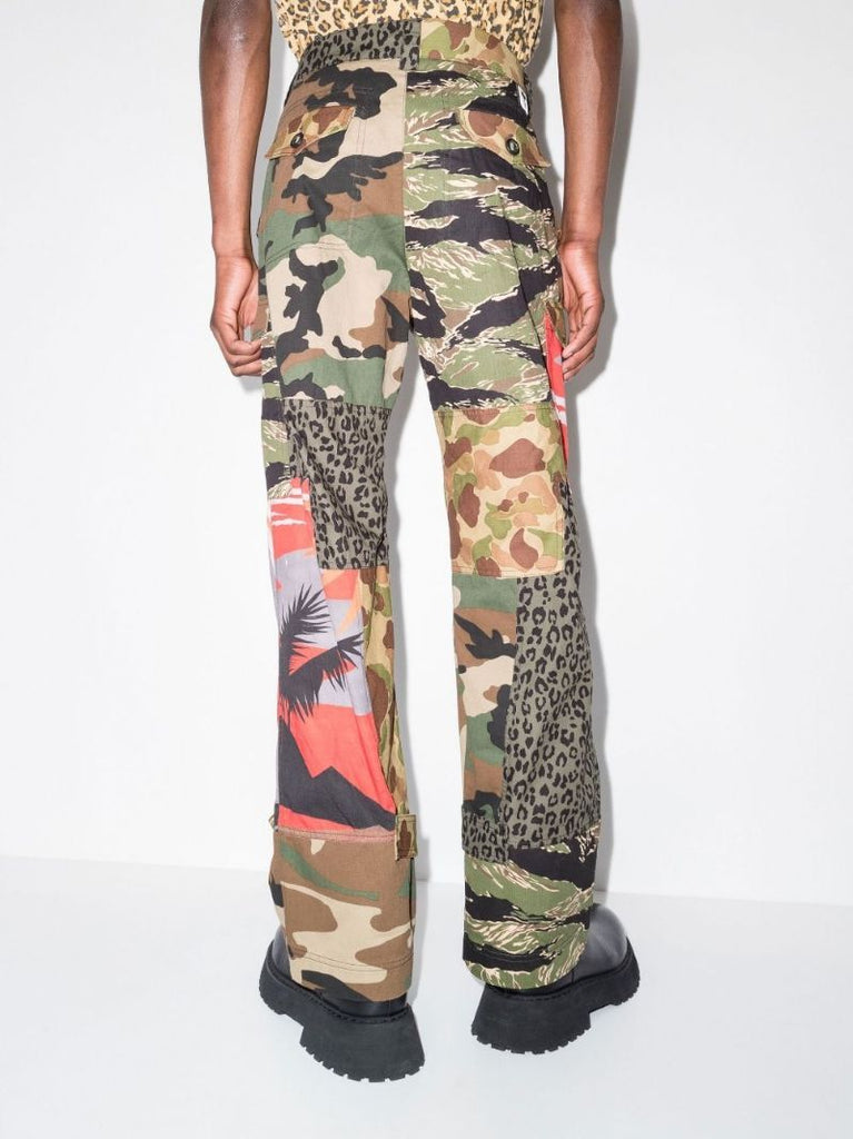 Panelled Mix Cotton Cargo Trousers