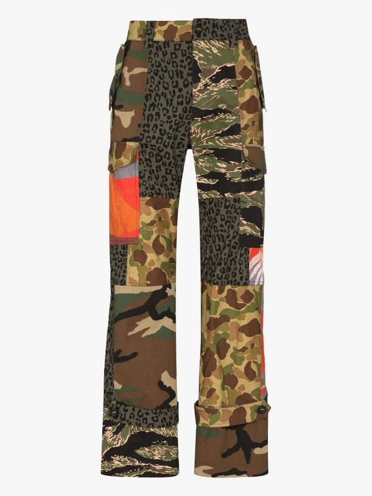 Panelled Mix Cotton Cargo Trousers