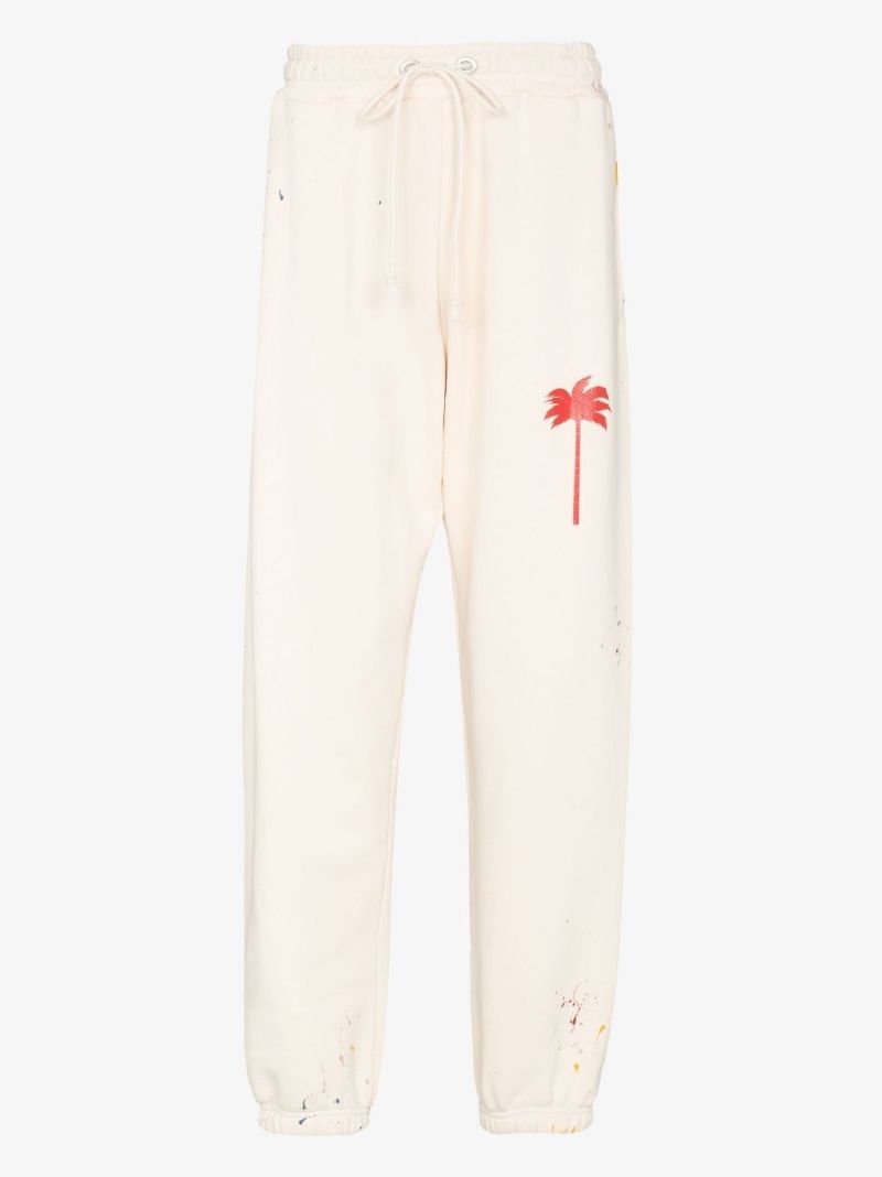 Painted Palm Tree Cotton Track Pants