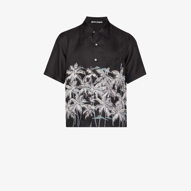 Palm Tree Print Silk Shirt
