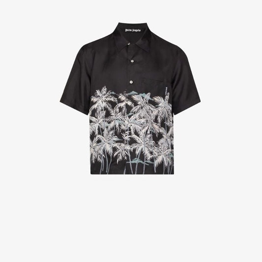 Palm Tree Print Silk Shirt