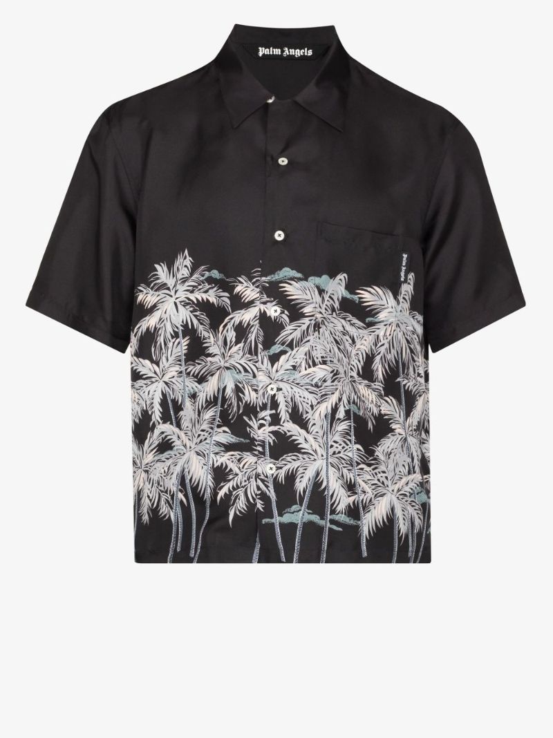 Palm Tree Print Silk Shirt