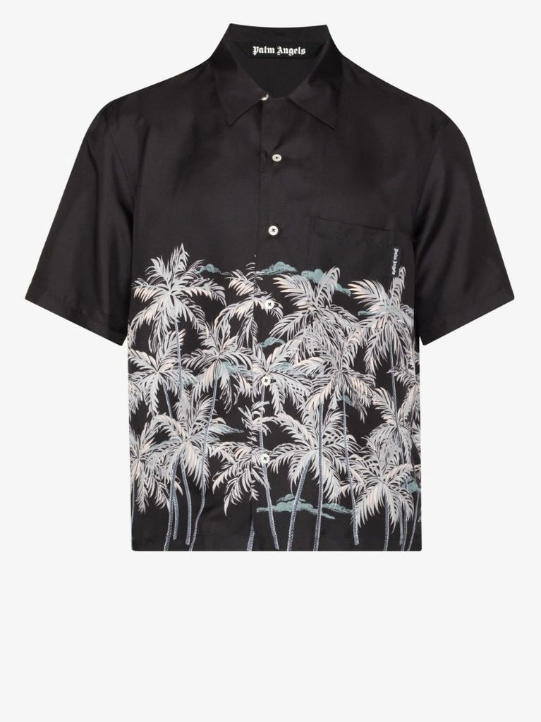 Palm Tree Print Silk Shirt
