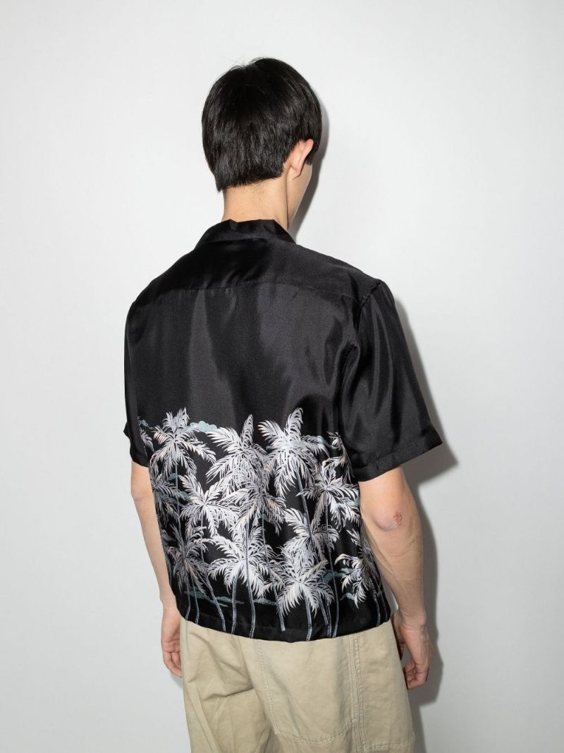 Palm Tree Print Silk Shirt
