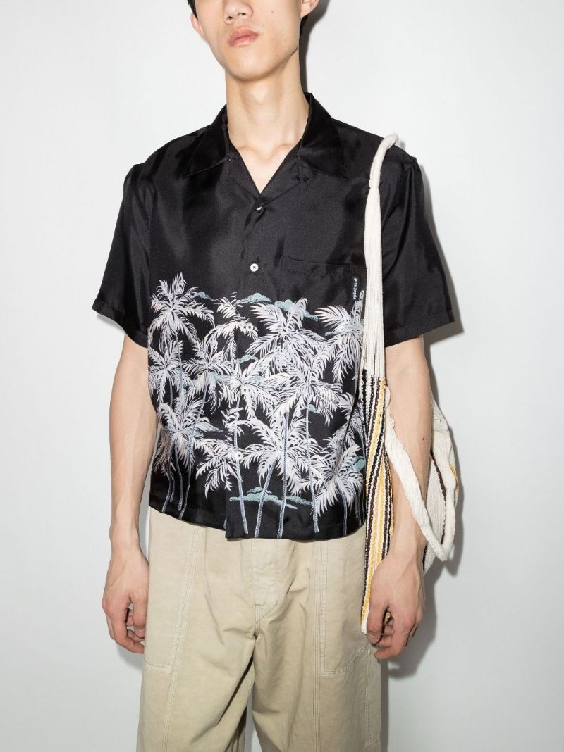 Palm Tree Print Silk Shirt