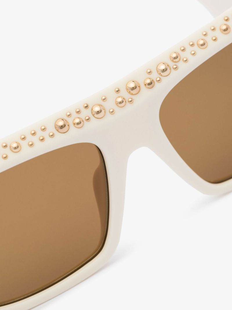 Neutral Casablanca StuddedÃ_x0082_Â rectangle Sunglasses
