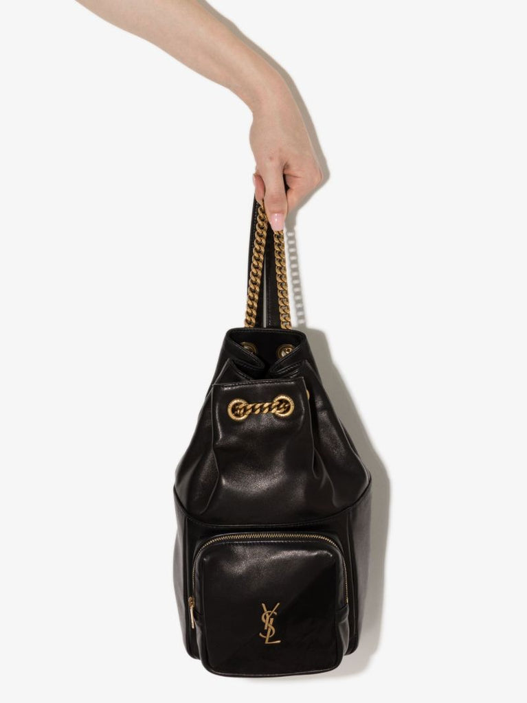 Black Jamie CarrÃ_x0083_Â© Rive Gauche Leather Backpack