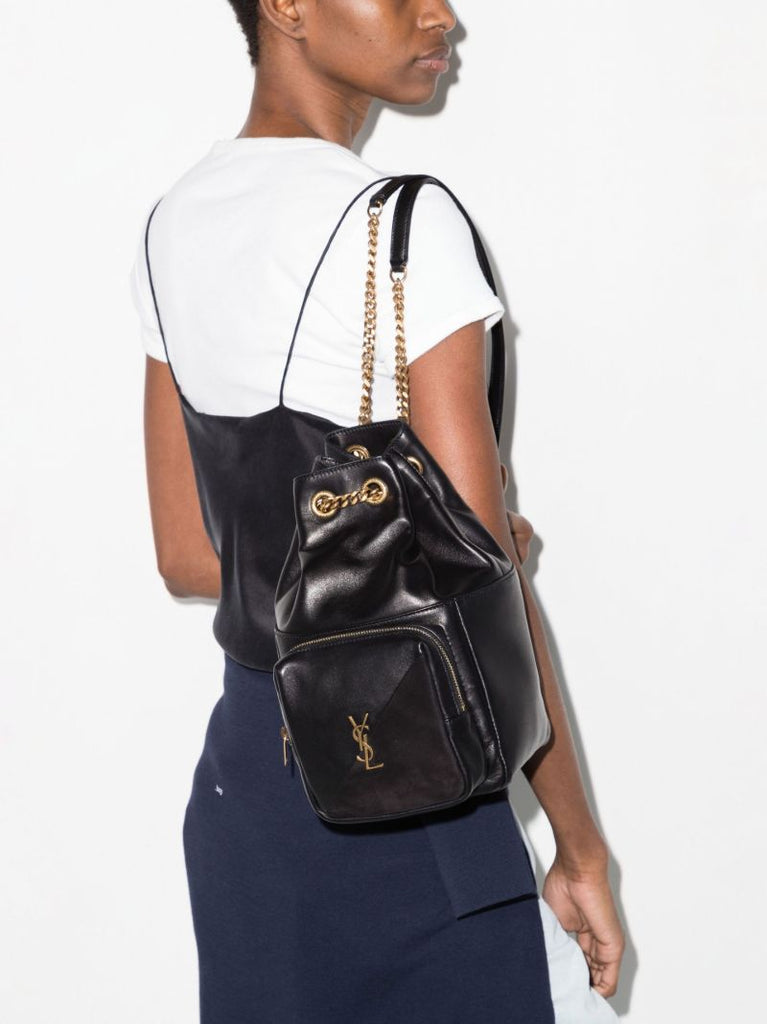 Black Jamie CarrÃ_x0083_Â© Rive Gauche Leather Backpack