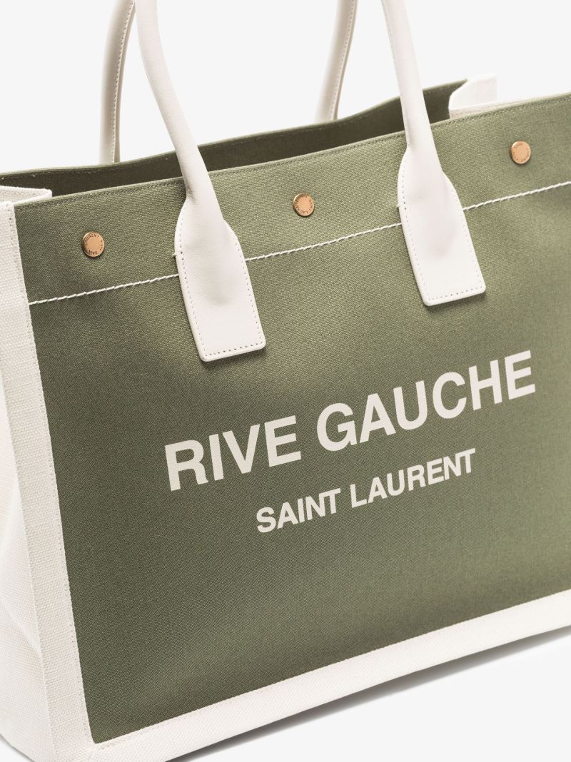 Green Rive Gauche Canvas Tote Bag