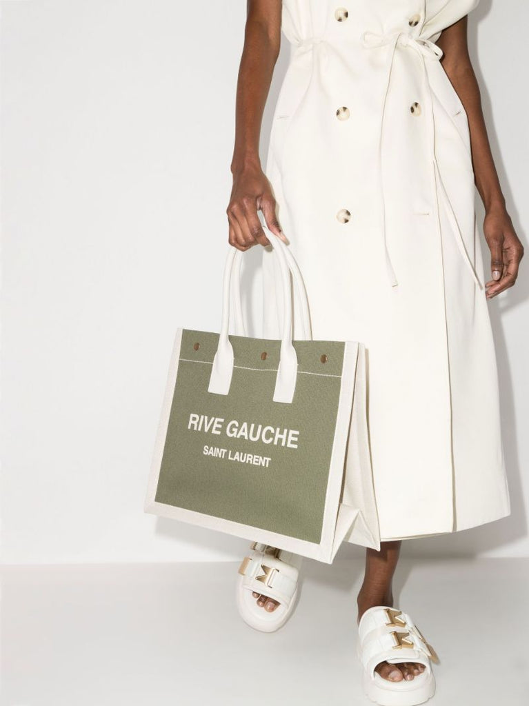 Green Rive Gauche Canvas Tote Bag