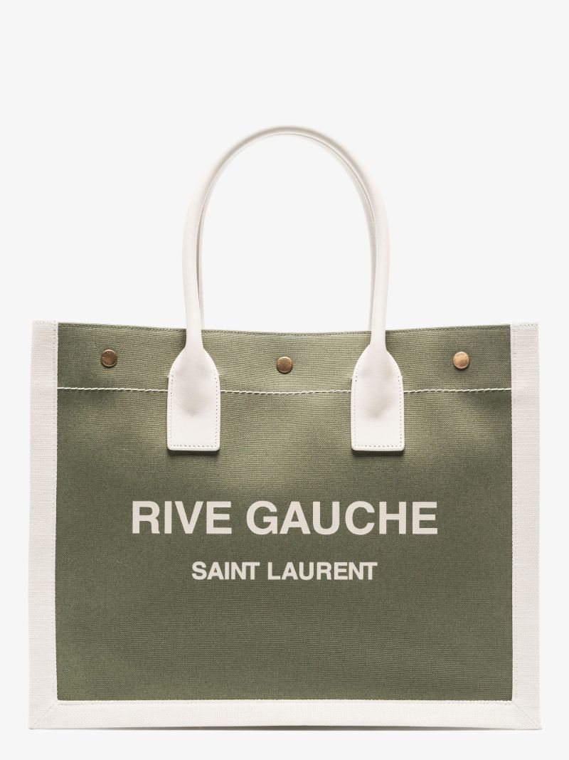 Green Rive Gauche Canvas Tote Bag