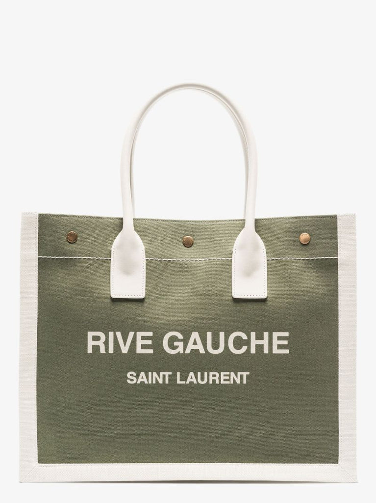 Green Rive Gauche Canvas Tote Bag